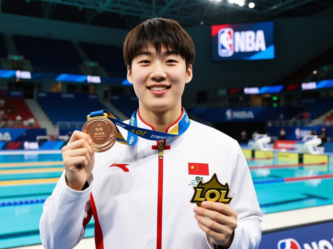 韩国游泳选手拚搏到底，夺得铜牌